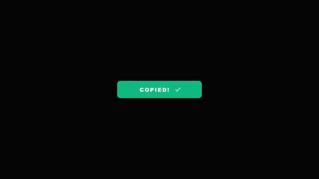 Copy Button Animation for Promo Code with Success Message. 4K