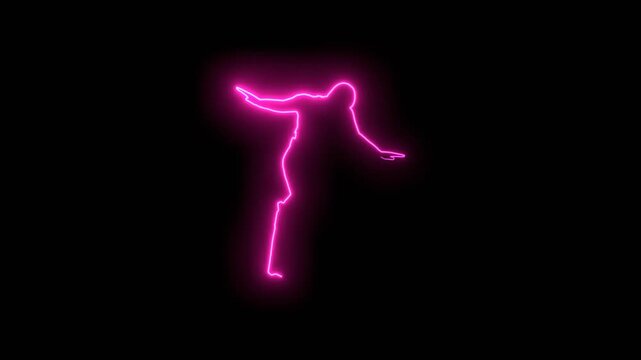 Silhouette of diver. Diver icon. The concept of sport diving. Freediving adventure. Neon glowing.