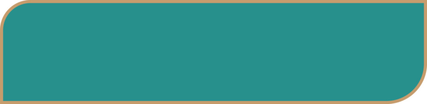 A teal colored rounded rectangle with a beige outline on a white background, geometric shape design element, modern