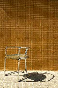 Vintage metal chair in the street