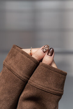 Brown Leopard Print Manicure