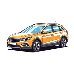 Fototapeta premium Orange SUV car illustration on white background