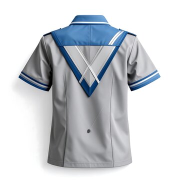 Mens light blue and white striped button-up shirt.