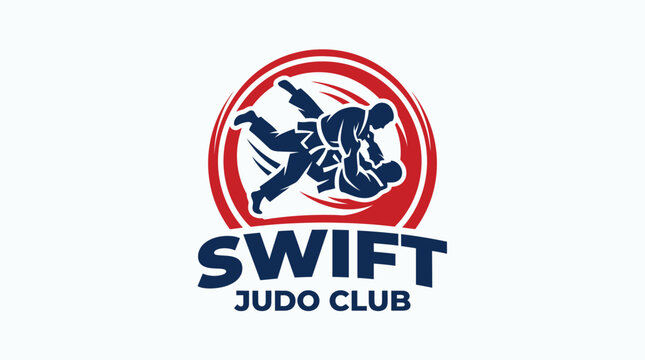 Martial arts club logo featuring judo throw action and club name