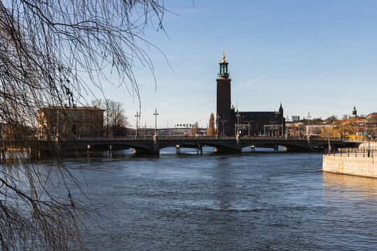 Stockholm City Hall and Stadshusbron Bridge at Midday, Sweden