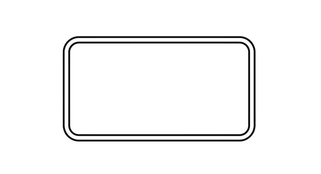 Blank Rectangular Sign with Rounded Corners, White Background, Isolated