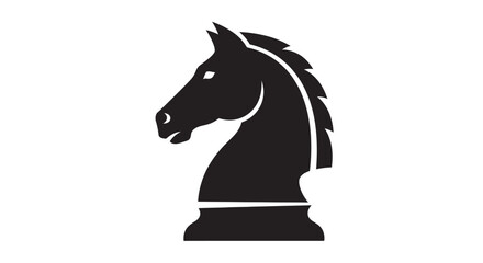 Black Knight Chess Piece Silhouette Isolated on White Background © bagus