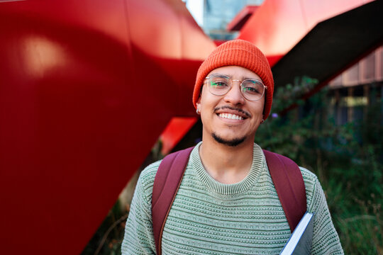 Student man smiling on campus