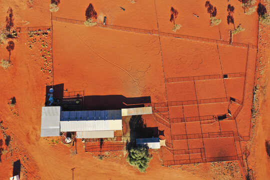 Shearing shed on a sheep station. Outback South Australia.