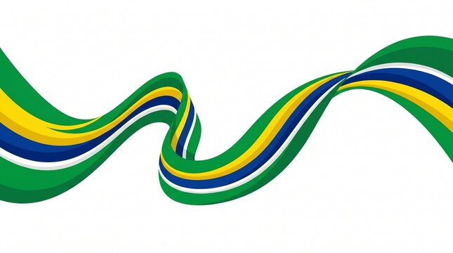 Brazil: Dynamic Flag Color Ribbon Loop with Green Blue and Yellow Wave Design