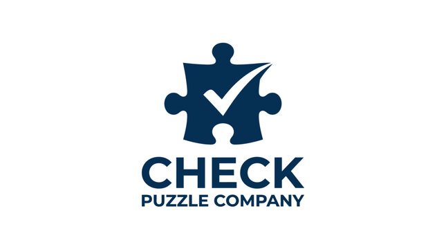 Puzzle checkmark logo graphic element for business solutions