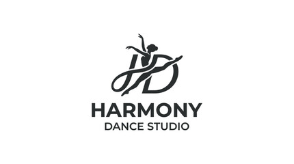 Ballet dancer logo with modern lettering for a dance studio © INFAYUFA