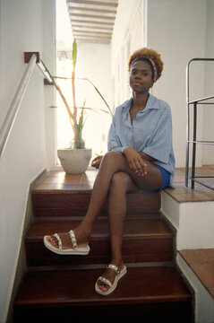 Seated on Stair Steps