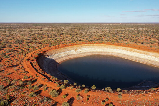 Man made dam in the desert. Outback. South Australia.