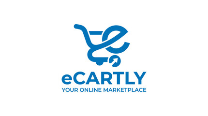 Modern e-commerce logo with shopping cart and stylized 'e' © INFAYUFA
