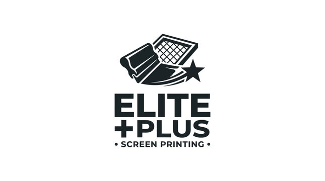 Vector logo design for elite screen printing services with squeegee and star element