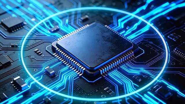 Microchip with glowing circuitry