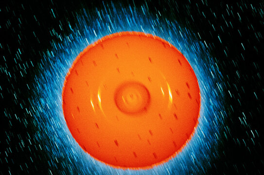 Abstract orange circle with motion streaks
