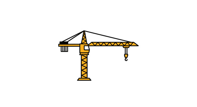 Minimalist illustrated vector graphic featuring a crane icon suitable for construction themes