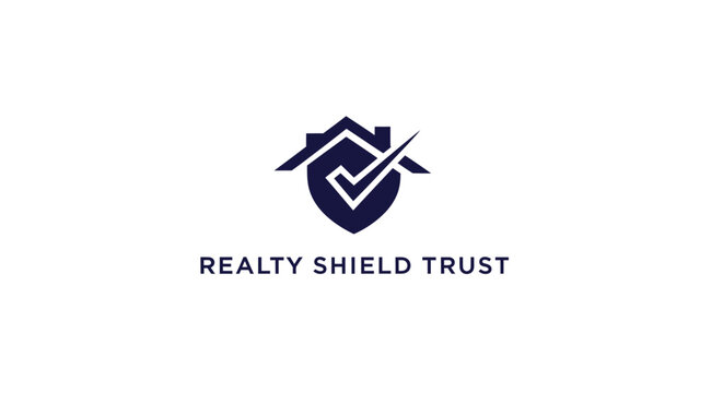 Minimalist logo design for realty shield trust company, representing protection and assurance.