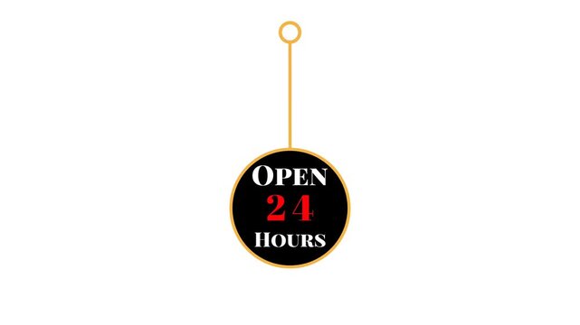 Hanging Open 24 Hours Store Sign Motion Graphic.