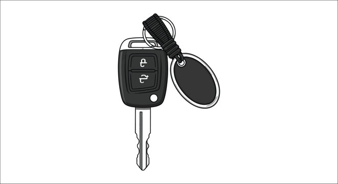 car key with remote control vector keychain