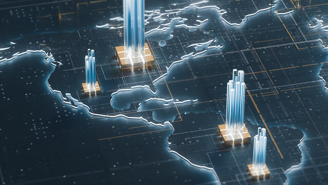 Global technology landscape map shows connection and growth by region