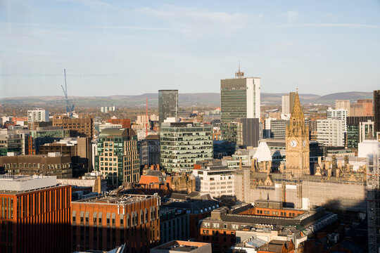 Manchester Skyline With Buildings and Clock Tower