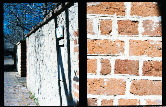 Diptych of Wall Textures and Shadows in Urban Setting