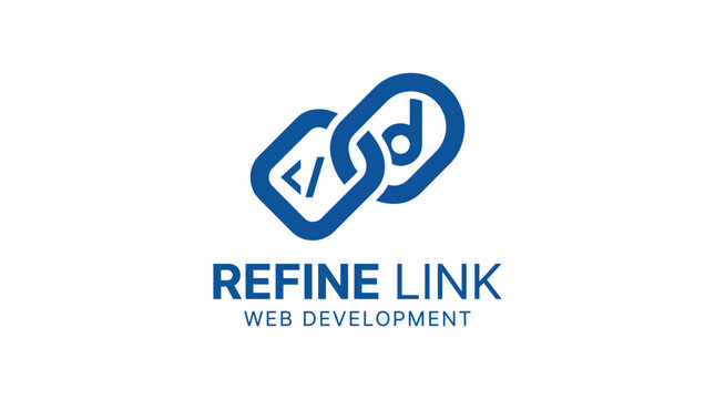 Web development concept logo with linked chain and code symbols