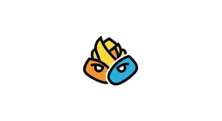 Naklejka premium Colorful cartoon dragon head logo.