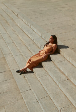 Elegant woman on stair case