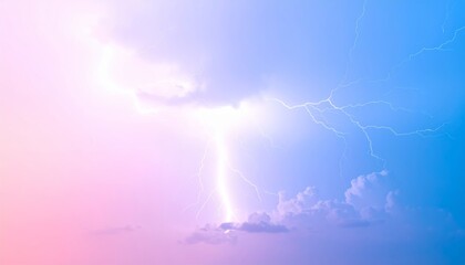 Fototapeta premium Vibrant lightning storm in colorful sky.
