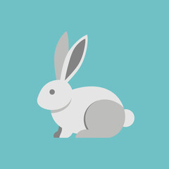 Fototapeta premium Cute White Rabbit Illustration Flat Design