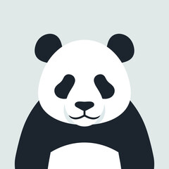 Cute Panda Face Illustration, Minimalist Style, Vector Art, Adorable Animal Portrait © yuhdi