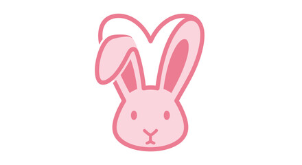 Obraz premium Cute pink bunny ears in heart shape, playful Easter symbol, graphic illustration