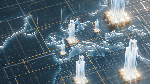 Global technology landscape map shows connection and growth by region