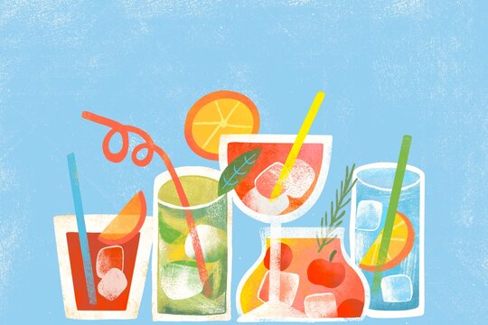 Set of summer beach cocktails 