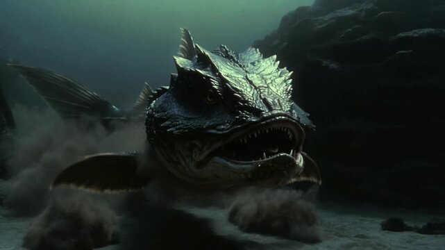 Aggressive predatory fish with open mouth predator