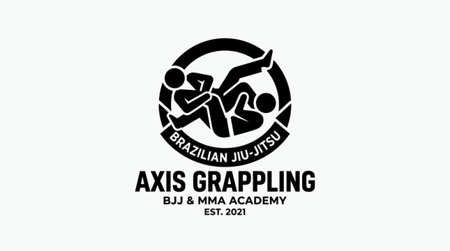 Brazilian Jiu-Jitsu Academy Logo with Grappling Figures
