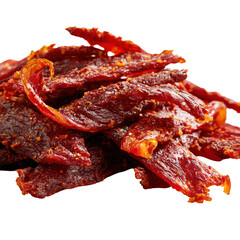 Obraz premium Spicy grilled beef jerky on transparent background