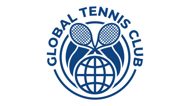 Global Tennis Club logo with crossed rackets and globe graphic element