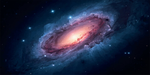 Colorful Galaxy and Nebula in Deep Space with Bright Stars © Mohammad