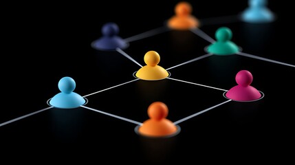 Obraz premium Awesome photo of social network connection with 3D colorful figures on black background.