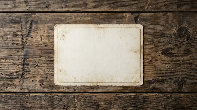 Blank Vintage Paper on Rustic Dark Wood Background