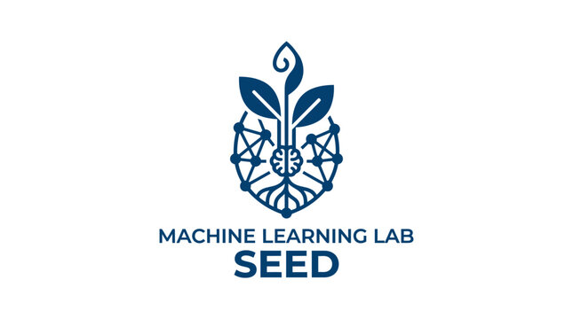 Machine Learning Lab Seed logo with plant and network elements
