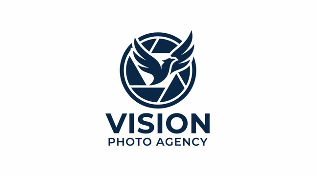 Logo concept with eagle and camera lens, representing vision and photography agency
