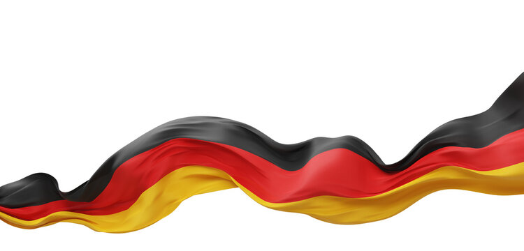 Sheer German flag fabric flowing in the wind isolated on transparent background with copy space design element for Germany banner 3D render