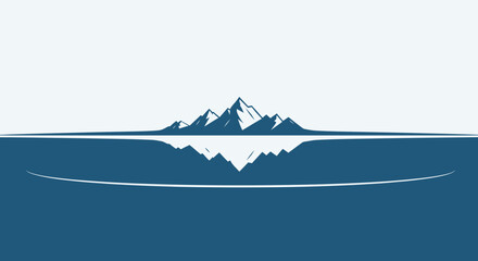 Iceberg Reflection Landscape: Mountain Peaks Above and Below Water © fadli