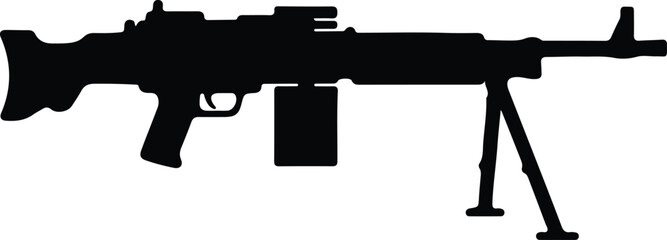 Silhouette vector machine gun weapon icon for tactical military equipment design © Tamjida Alam